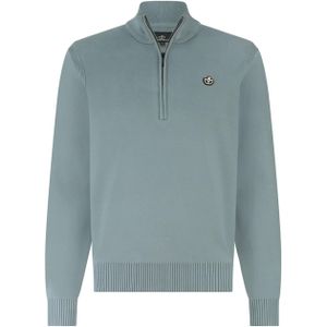 Bluefields Trui met rits blauw (Maat: L) - Effen - Halslijn: Opstaande kraag met rits,