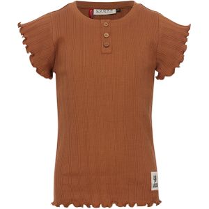 Looxs Little T-Shirt bruin (Maat: 116) - Effen - Halslijn: Ronde hals,