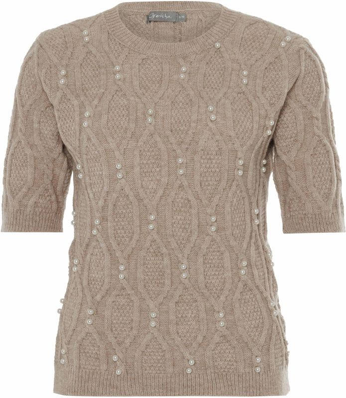 Geisha Dames trui beige (Maat: S) - Halslijn: Ronde hals,