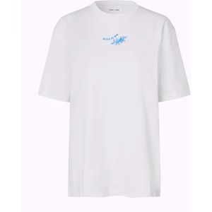 Samsøe Samsøe T-shirt wit (Maat: L) - Fotoprint - Halslijn: Ronde hals,