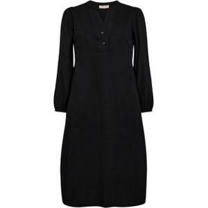Freequent - FQJOJO-DRESS - Kokerjurk - Zwart - Effen - Halslijn Polokraag