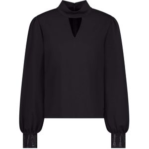 Monari Dames trui zwart (Maat: 36) - Effen - Halslijn: Opstaande kraag,