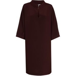Xandres Dames jurk bruin (Maat: 36) - Effen - Halslijn: Opstaande kraag,