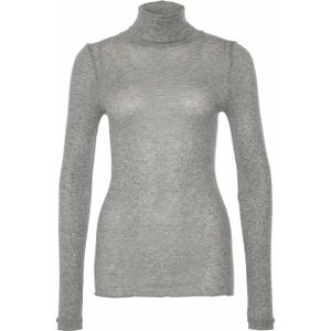 Seamless Basic Dames longsleeve grijs (Maat: S-M) - Mélange - Halslijn: Col,