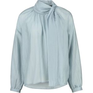 Expresso Blouse blauw (Maat: 38) - Effen - Halslijn: Opstaande kraag,