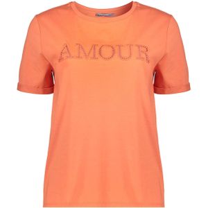 Geisha T-shirt oranje (Maat: S) - Tekst - Halslijn: Ronde hals,