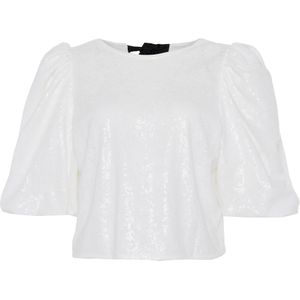 Co'Couture Blouse wit (Maat: S) - Glitter - Halslijn: Ronde hals,