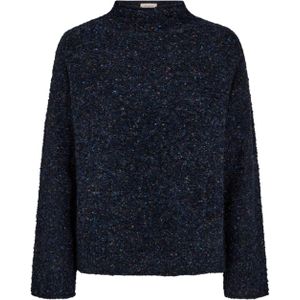 Freequent Dames trui blauw (Maat: L) - Halslijn: Opstaande kraag,