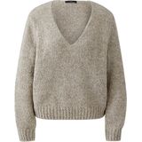 OUI - Pullover - Beige - Effen - V-hals
