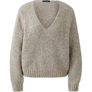 OUI - Pullover - Beige - Effen - V-hals
