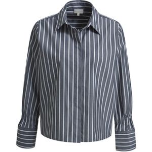 Milano Italy Dames blouse grijs (Maat: 38) - Streep - Halslijn: Polokraag,