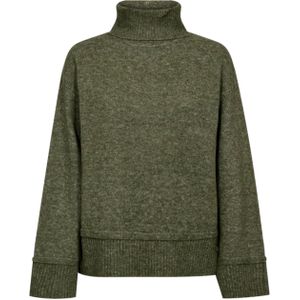 Freequent Dames trui groen (Maat: L) - Mélange - Halslijn: Col,