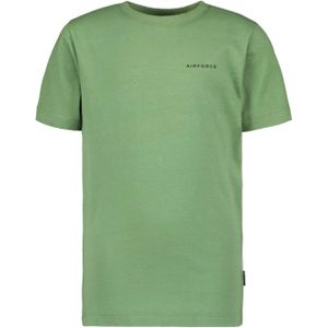 Airforce T-shirt groen (Maat: 176) - Effen - Halslijn: Ronde hals,