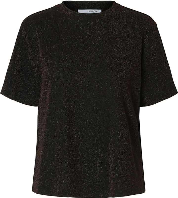 Selected Femme - Slfanja Boxy TEE - T-shirt - Zwart - Polyester