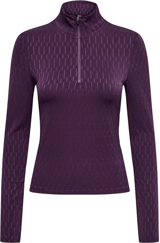 Only play Dames t-shirt paars (Maat: M) - Effen - Halslijn: Opstaande kraag met rits,