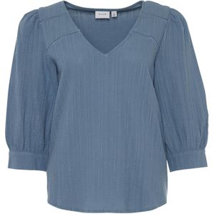 Vila Blouse blauw (Maat: 36) - Effen - Halslijn: V-hals,