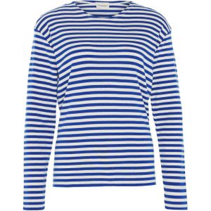 Closed Dames longsleeve blauw (Maat: L) - Streep - Halslijn: Ronde hals,
