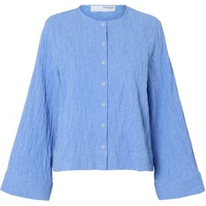 Selected Femme Top blauw (Maat: 42) - Effen - Halslijn: Ronde hals,