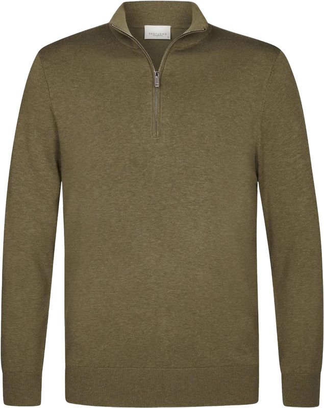 Profuomo - Trui - Groen - Lange Mouw - Ritssluiting