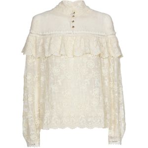 Caroline Biss Dames blouse ecru (Maat: 36) - Kant - Halslijn: Opstaande kraag,