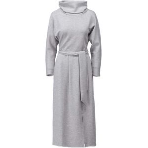 K-Design Dames jurk grijs (Maat: S) - Mélange - Halslijn: Watervalhals,