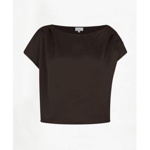 Dante6 Dames top bruin (Maat: 40) - Effen - Halslijn: Off shoulder,