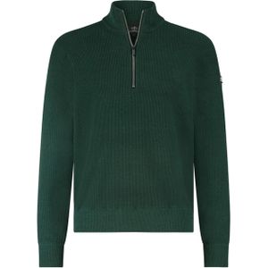Bluefields - Pullover Sportzip - Groen - Effen - Halslijn Opstaande Kraag met Rits