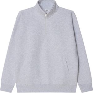 Obey Trui met rits grijs (Maat: S) - Effen - Halslijn: Opstaande kraag met rits,