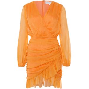 Kocca Jurk oranje (Maat: XL) - Glitter - Halslijn: V-hals,