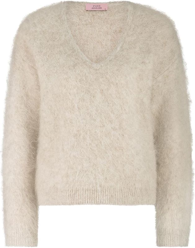 Studio Anneloes Dames trui ecru (Maat: XS) - Effen - Halslijn: V-hals,