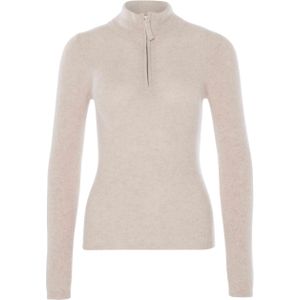 Absolut Cashmere Trui beige (Maat: L) - Effen - Halslijn: Opstaande kraag met rits,