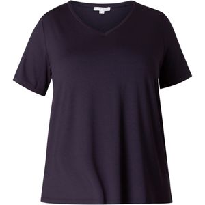 Base Level Curvy T-shirt blauw (Maat: 50) - Effen - Halslijn: V-hals,