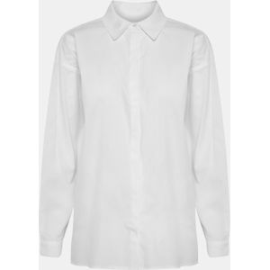 My Essential Wardrobe Blouse wit (Maat: 46) - Effen - Halslijn: Kraag,
