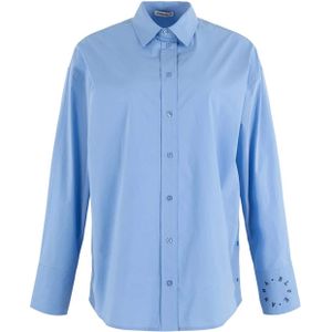 Anna Blue Dames blouse blauw (Maat: M) - Effen - Halslijn: Polokraag,