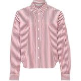 Anna Blue Blouse bordeaux (Maat: M) - Streep - Halslijn: Polokraag,