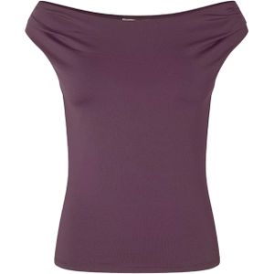 Modström Dames top paars (Maat: XS) - Effen - Halslijn: Off shoulder,