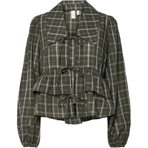 Y.A.S. Dames blouse groen (Maat: 38) - Ruit - Halslijn: Polokraag,