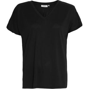 Moss Copenhagen T-shirt zwart (Maat: XS-S) - Effen - Halslijn: V-hals,