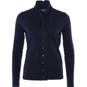 Bloomings Dames blouse blauw (Maat: 2XL) - Effen - Halslijn: Opstaande kraag,