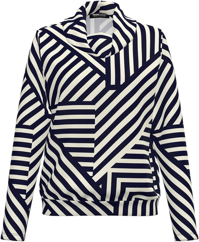 Frank Walder - Longsleeve - Blauw - Streep - Halslijn: Col