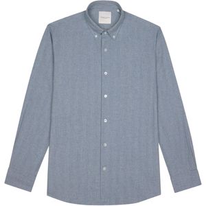 Profuomo - Overhemd - Blauw - Lange Mouw - 100% Katoen - Button-Down Kraag