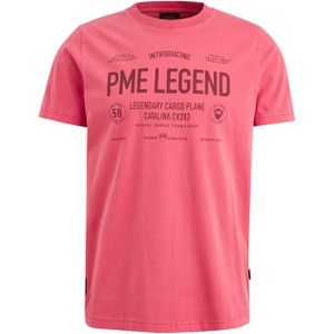PME Legend T-shirt roze (Maat: 2XL) - Tekst - Halslijn: Ronde hals,