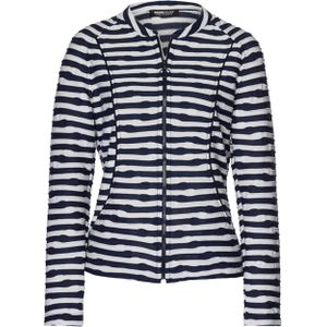 Frank Walder Blazer blauw (Maat: 44) - Streep - Halslijn: Opstaande kraag,