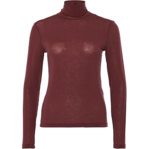 Geisha Dames top bordeaux (Maat: S) - Effen - Halslijn: Col,