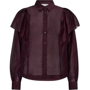 Co'Couture - Blouse - Bordeaux - Effen - Halslijn: Polokraag