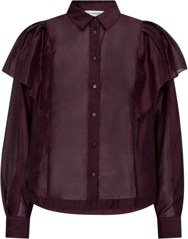 Co'Couture - Blouse - Bordeaux - Effen - Halslijn: Polokraag
