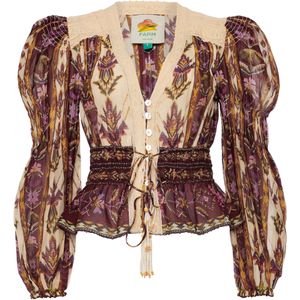 FARM Rio Blouse beige (Maat: S) - Halslijn: V-hals,
