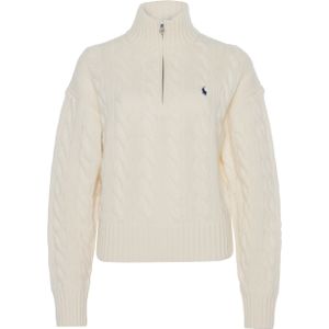 Ralph Lauren Trui ecru (Maat: L) - Effen - Halslijn: Opstaande kraag met rits,