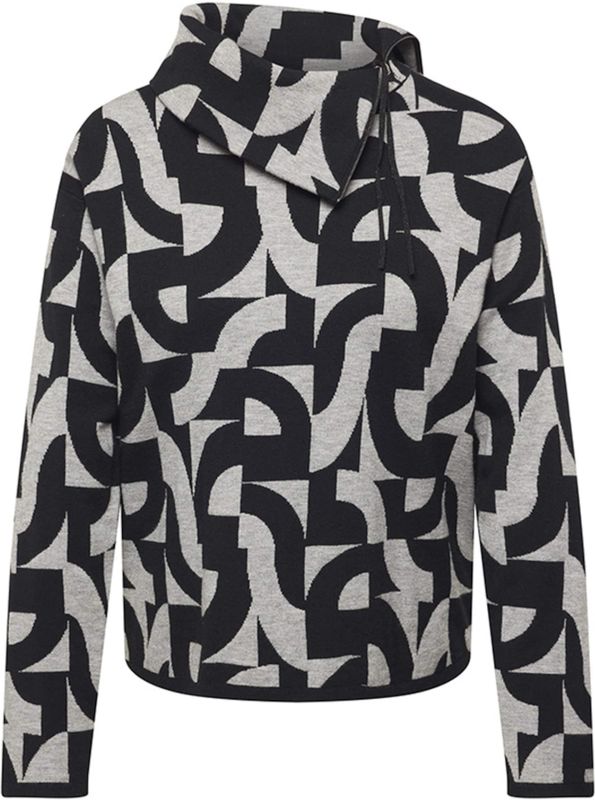 Rabe Dames trui zwart (Maat: 40) - Halslijn: Opstaande kraag met rits,