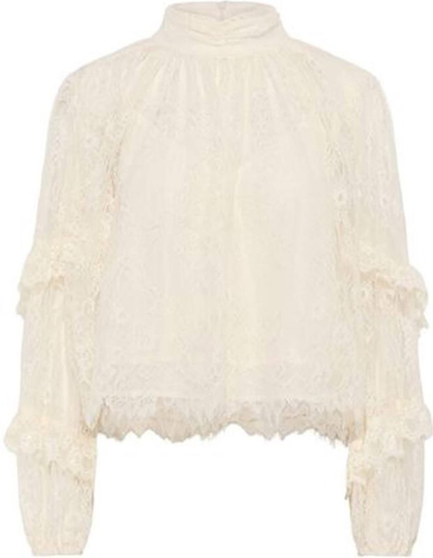 Gestuz Dames blouse ecru (Maat: 36) - EffenKant - Halslijn: Opstaande kraag,